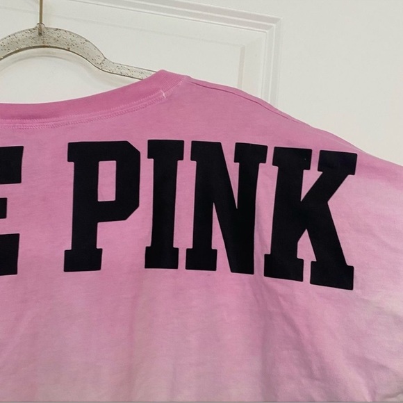 PINK VS Pink Black Long Sleeve Oversized Ombre Varsity Jersey Sweatshirt Large - Picture 6 of 9
